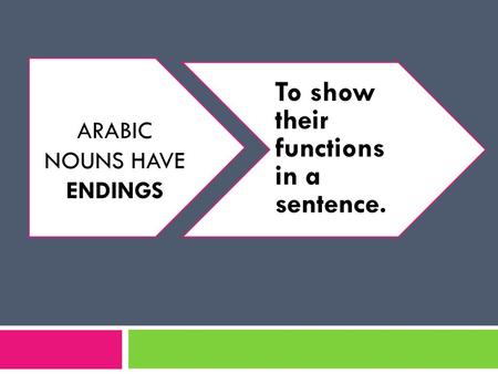 Arabic nouns have ENDINGS