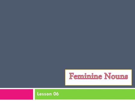 Feminine Nouns Lesson 06.