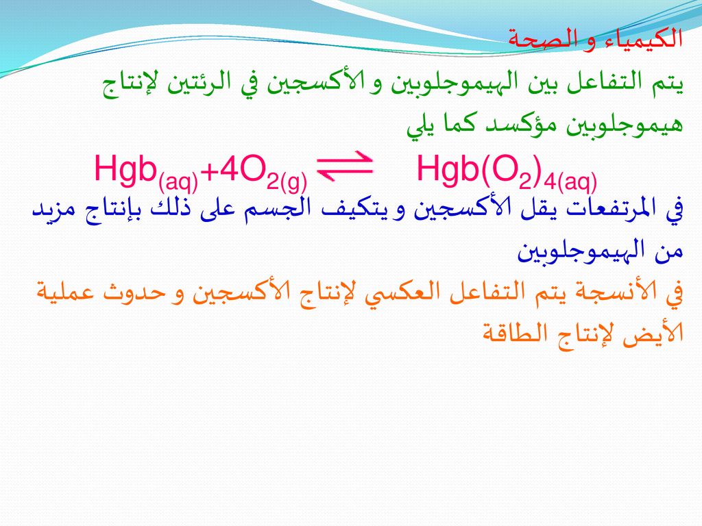 Hgb(aq)+4O2(g) Hgb(O2)4(aq)
