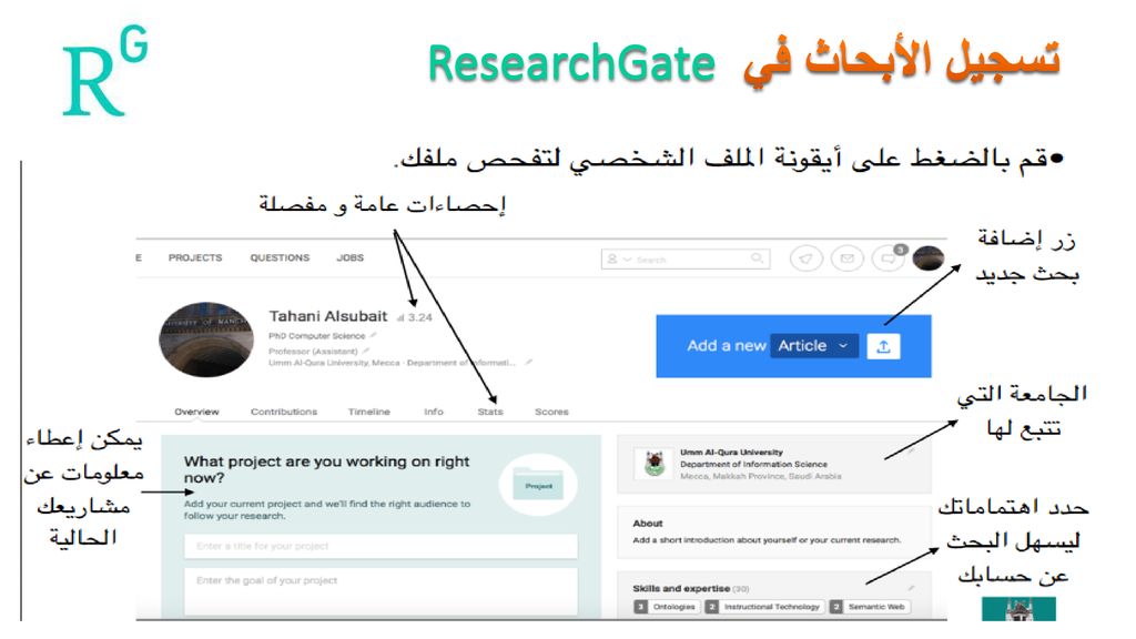 تسجيل الأبحاث في ResearchGate