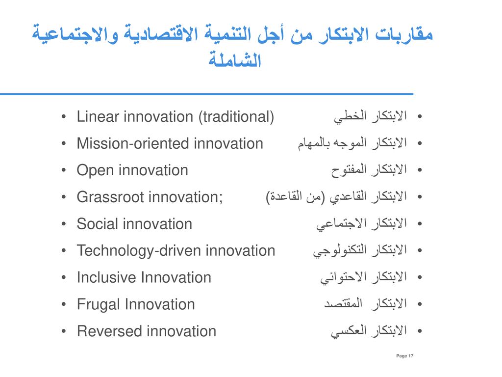 مقاربات الابتكار من أجل التنمية الاقتصادية والاجتماعية الشاملة