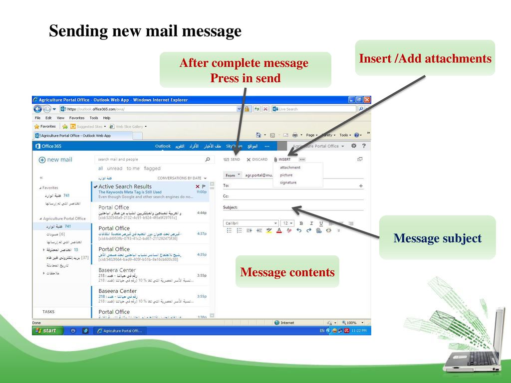 Sending new mail message