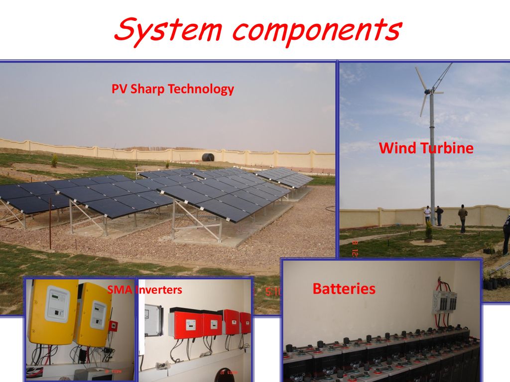 System components Wind Turbine Batteries PV Sharp Technology