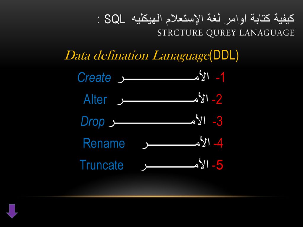 :sql كيفية كتابة اوامر لغة الإستعلام الهيكليه Strcture qurey lanaguage