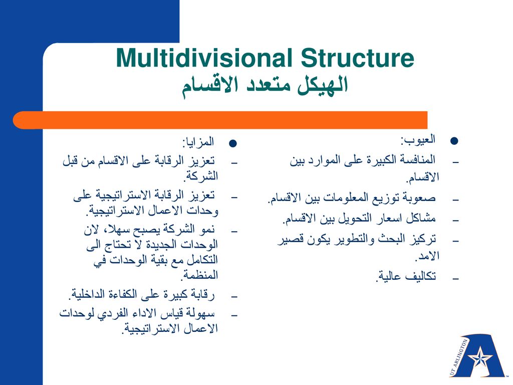 Multidivisional Structure الهيكل متعدد الاقسام