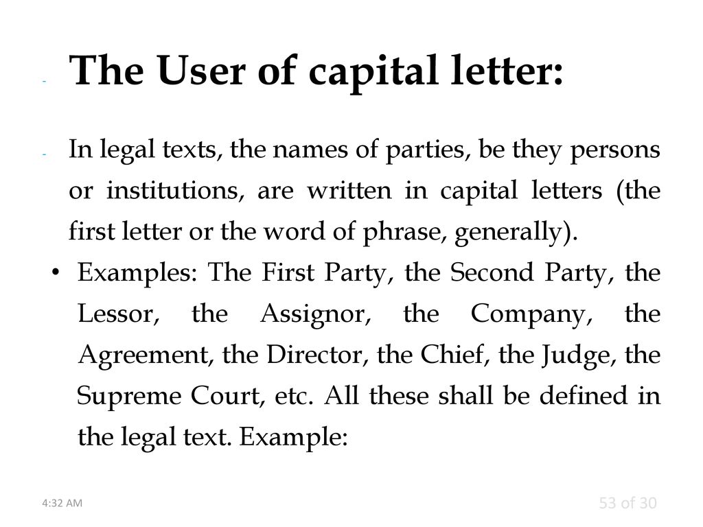 The User of capital letter: