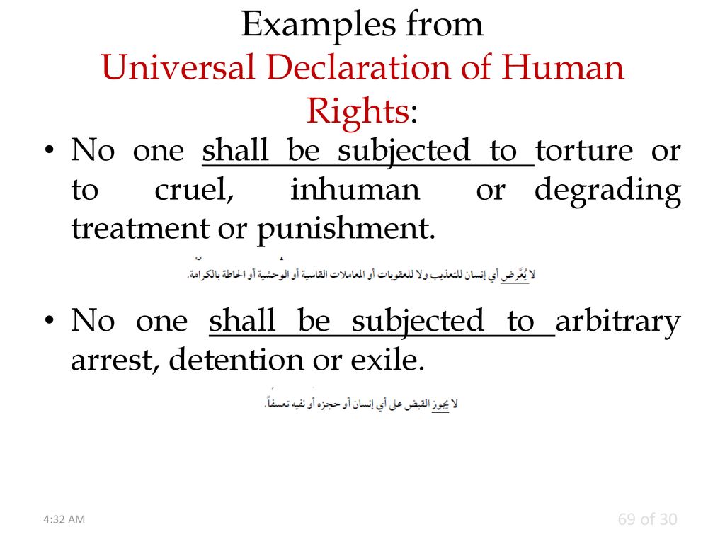 Examples from Universal Declaration of Human Rights: