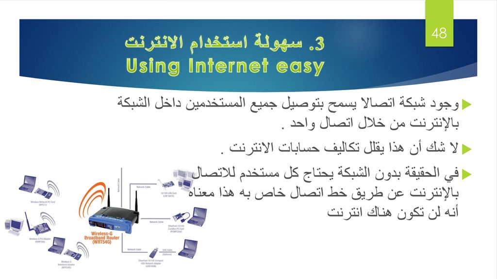 3. سهولة استخدام الانترنت Using Internet easy