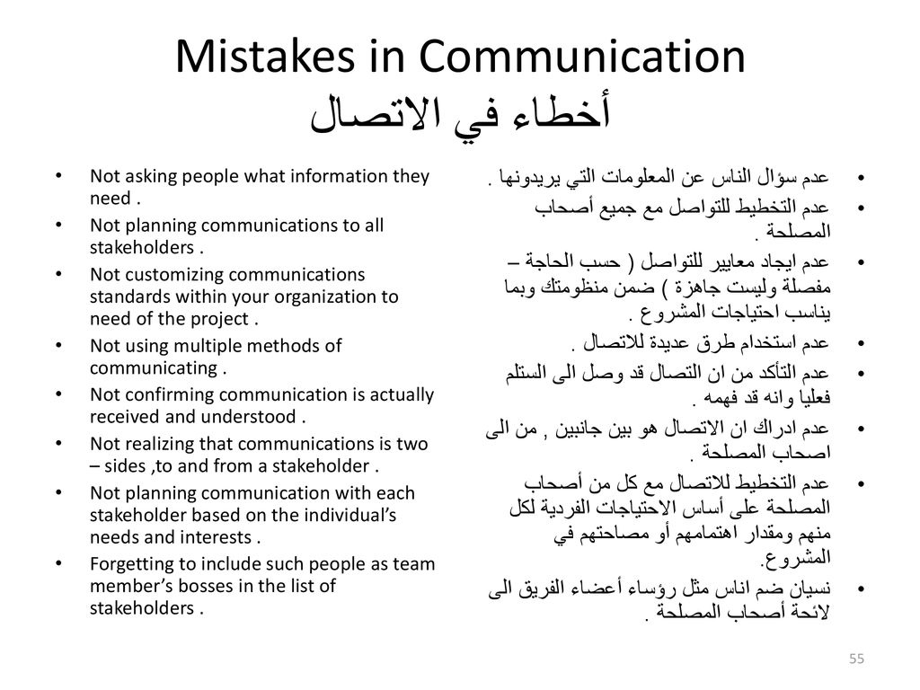 Mistakes in Communication أخطاء في الاتصال