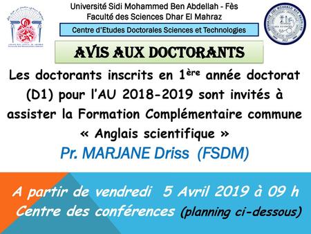 Pr. MARJANE Driss (FSDM)