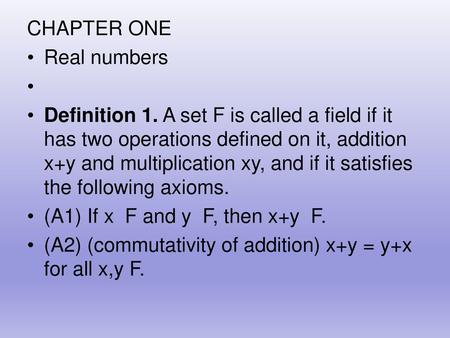CHAPTER ONE Real numbers  