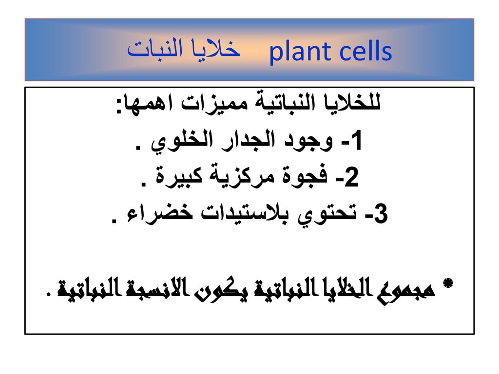 خلايا النبات plant cells