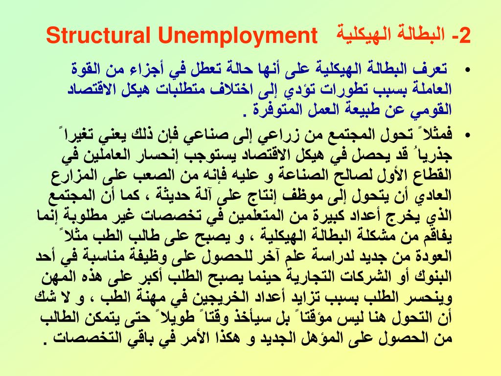 2- البطالة الهيكلية Structural Unemployment