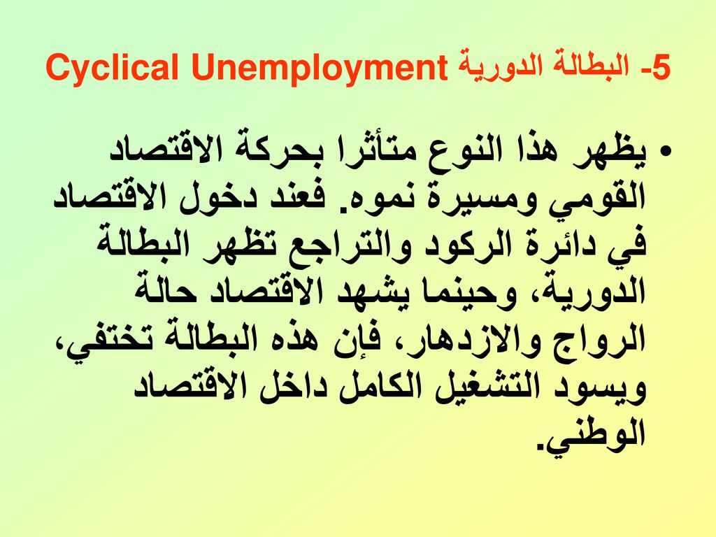 5- البطالة الدورية Unemployment Cyclical