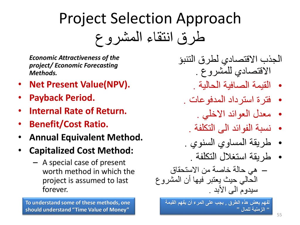 Project Selection Approach طرق انتقاء المشروع