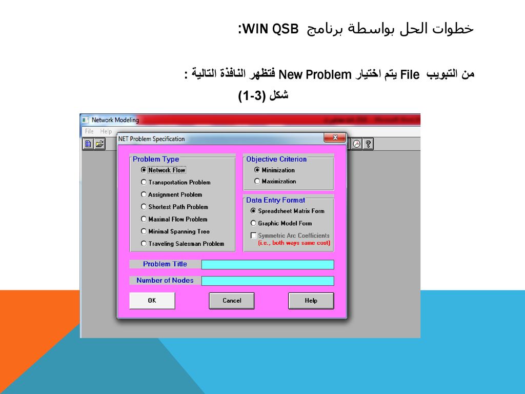 خطوات الحل بواسطة برنامج Win QSB :