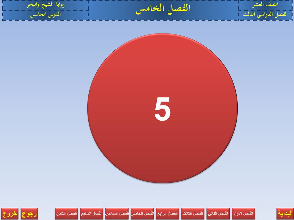 5 الفصل الخامس الصف العشر رواية الشيخ والبحر الفصل الدراسي الثالث