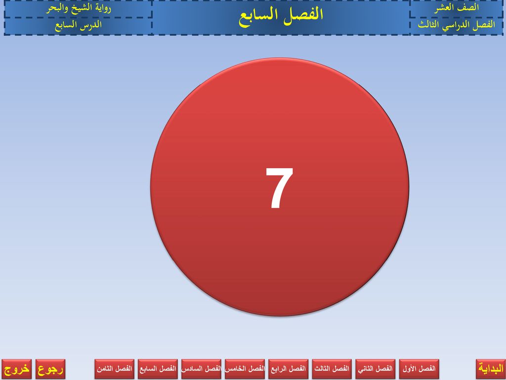 7 الفصل السابع الصف العشر رواية الشيخ والبحر الفصل الدراسي الثالث