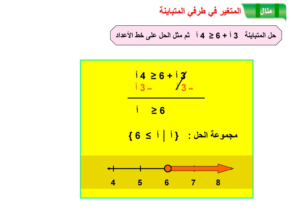 0.3 تنتمي الى مجموعة حل المتباينة x 3