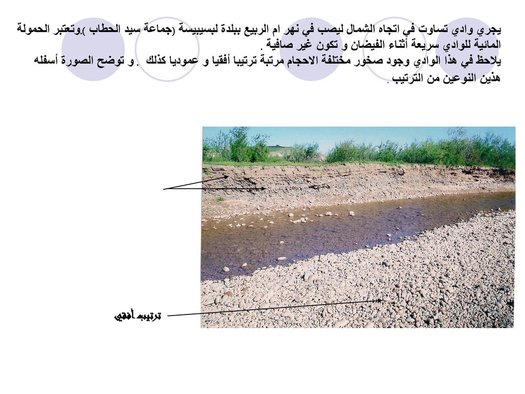 يجري وادي تساوت في اتجاه الشمال ليصب في نهر ام الربيع ببلدة لبسيبيسة (جماعة سيد الحطاب ).وتعتبر الحمولة المائية للوادي سريعة أثناء الفيضان و تكون غير صافية .