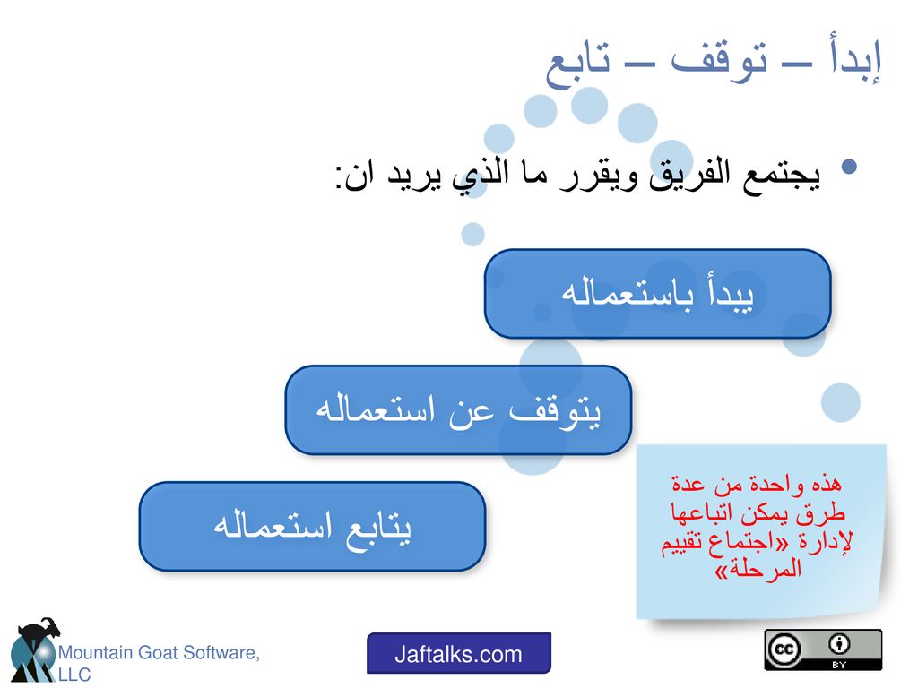 هذه واحدة من عدة طرق يمكن اتباعها لإدارة «اجتماع تقييم المرحلة»