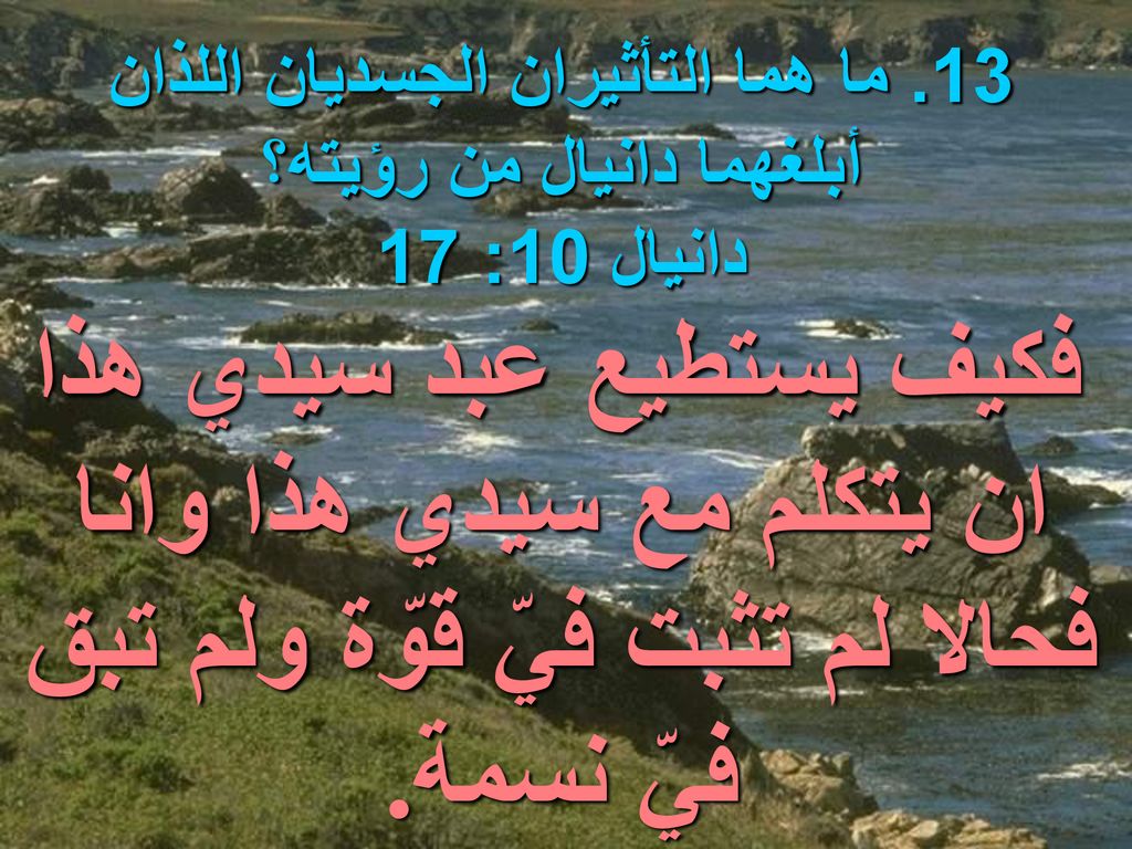 13. ما هما التأثيران الجسديان اللذان أبلغهما دانيال من رؤيته؟