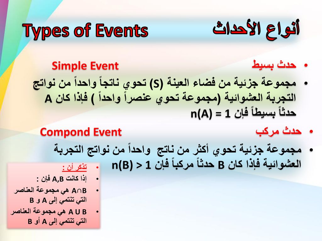 أنواع الأحداث Types of Events