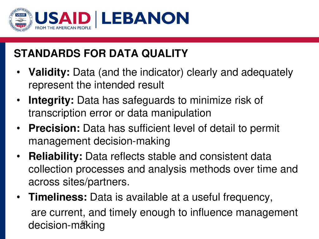 STANDARDS FOR DATA QUALITY