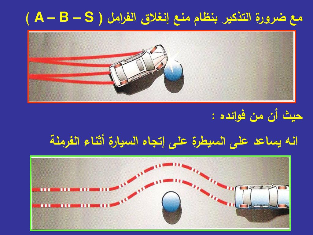مع ضرورة التذكير بنظام منع إنغلاق الفرامل ( A – B – S )