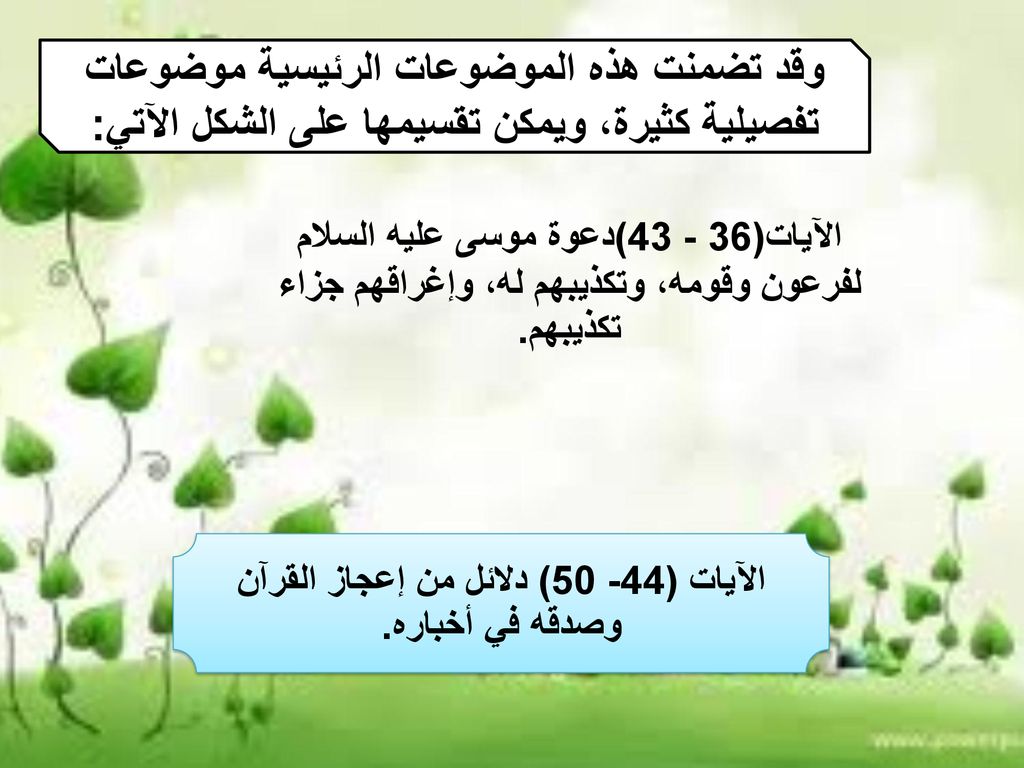 الآيات (44- 50) دلائل من إعجاز القرآن وصدقه في أخباره.