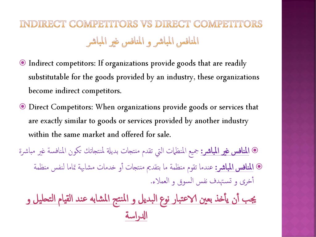 Indirect Competitors Vs Direct Competitors المنافس المباشر و المنافس غير المباشر