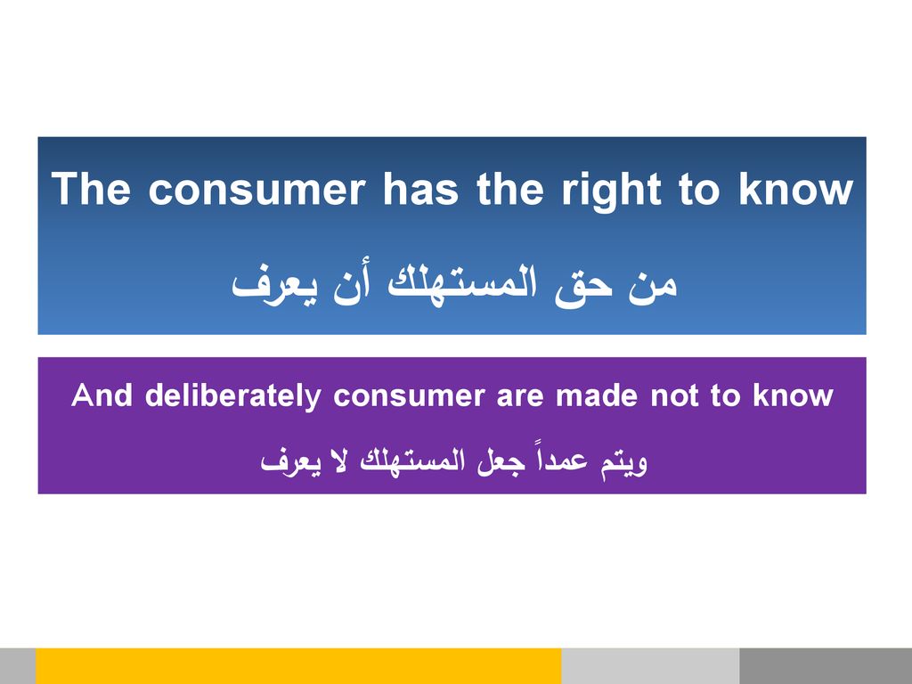 The consumer has the right to know من حق المستهلك أن يعرف