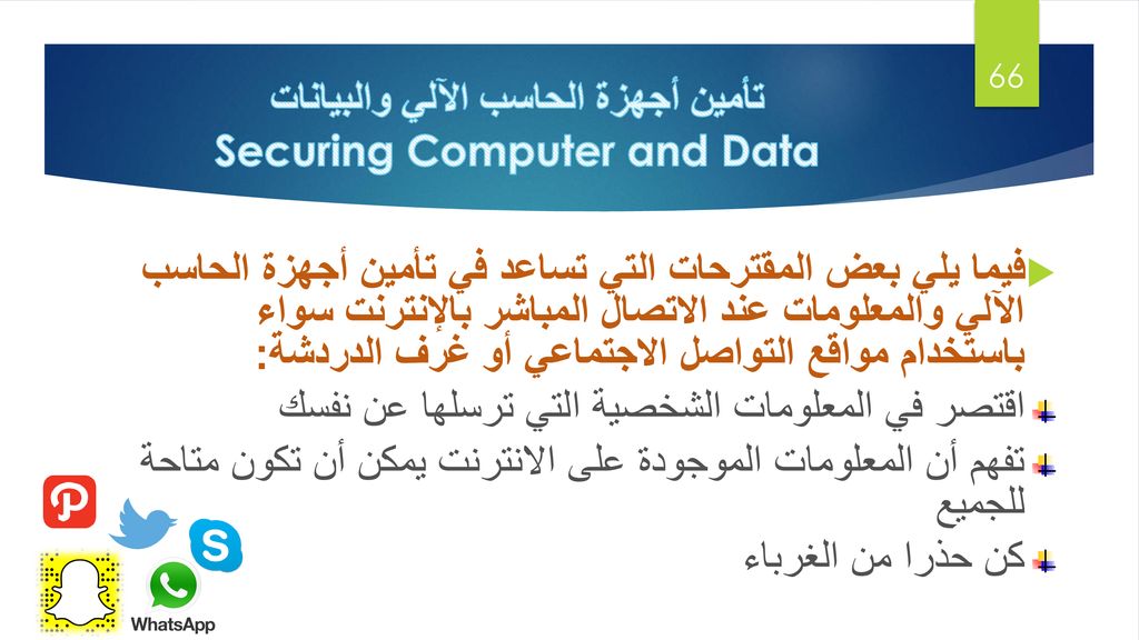 تأمين أجهزة الحاسب الآلي والبيانات Securing Computer and Data