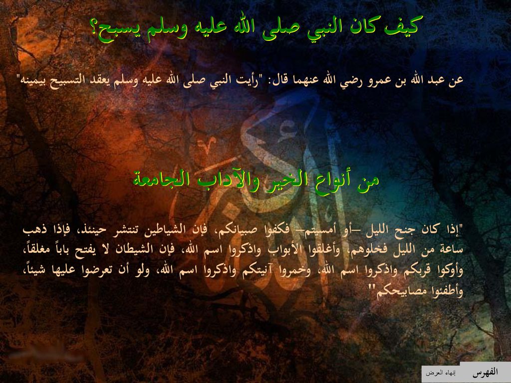 كيف كان النبي صلى الله عليه وسلم يسبح؟ من أنواع الخير والآداب الجامعة