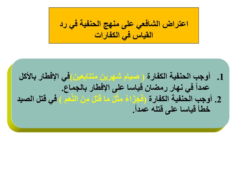 اعتراض الشافعي على منهج الحنفية في رد القياس في الكفارات