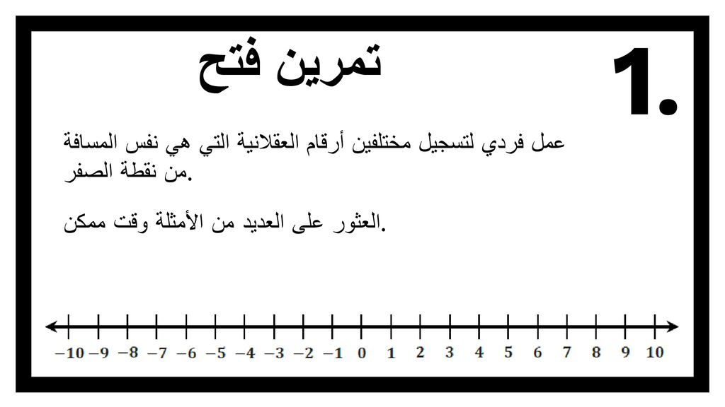 تمرين فتح 1. عمل فردي لتسجيل مختلفين أرقام العقلانية التي هي نفس المسافة من نقطة الصفر.