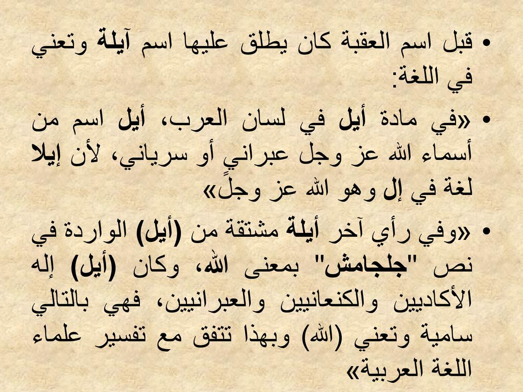 قبل اسم العقبة كان يطلق عليها اسم آيلة وتعني في اللغة: