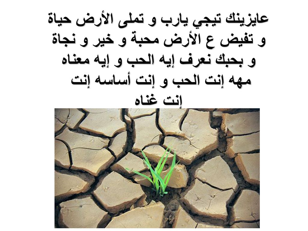 عايزينك تيجي يارب و تملى الأرض حياة و تفيض ع الأرض محبة و خير و نجاة و بحبك نعرف إيه الحب و إيه معناه مهه إنت الحب و إنت أساسه إنت إنت غناه