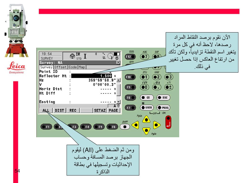 الآن نقوم برصد النقاط المراد رصدها، لاحظ أنه في كل مرة