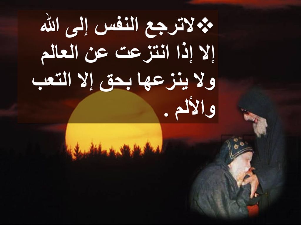 لاترجع النفس إلى الله إلا إذا انتزعت عن العالم ولا ينزعها بحق إلا التعب والألم .