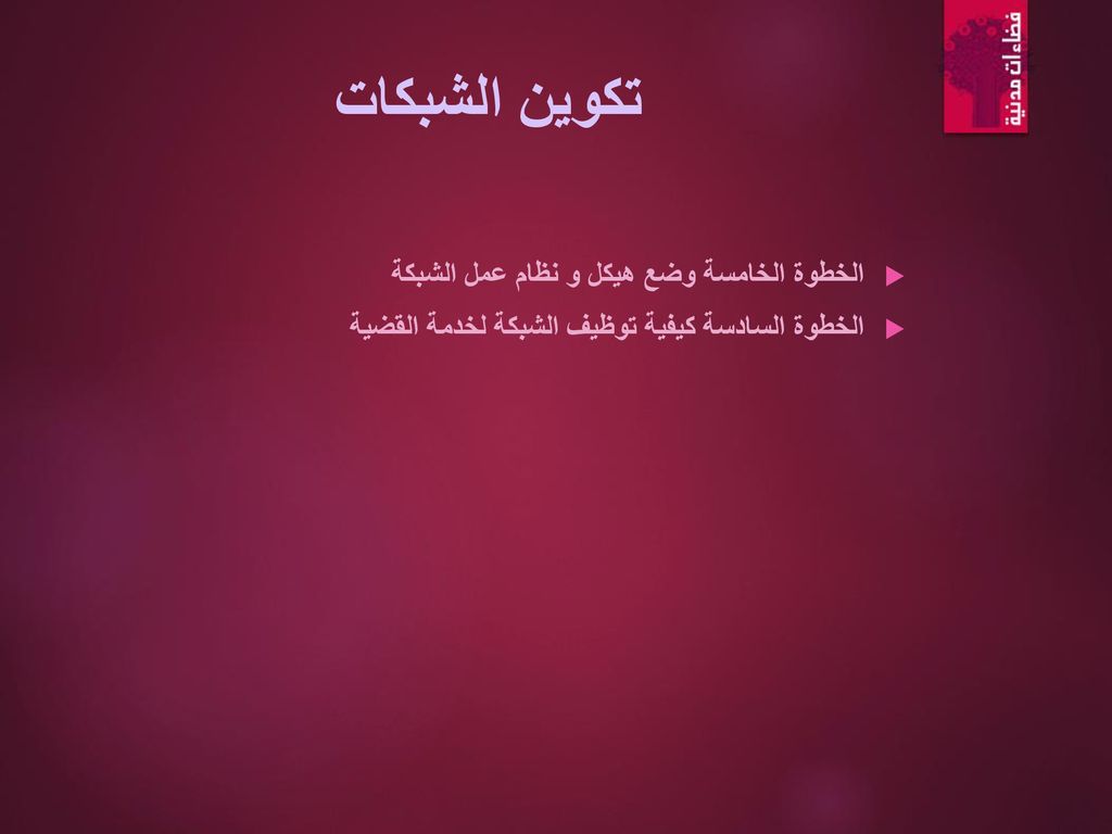 تكوين الشبكات الخطوة الخامسة وضع هيكل و نظام عمل الشبكة