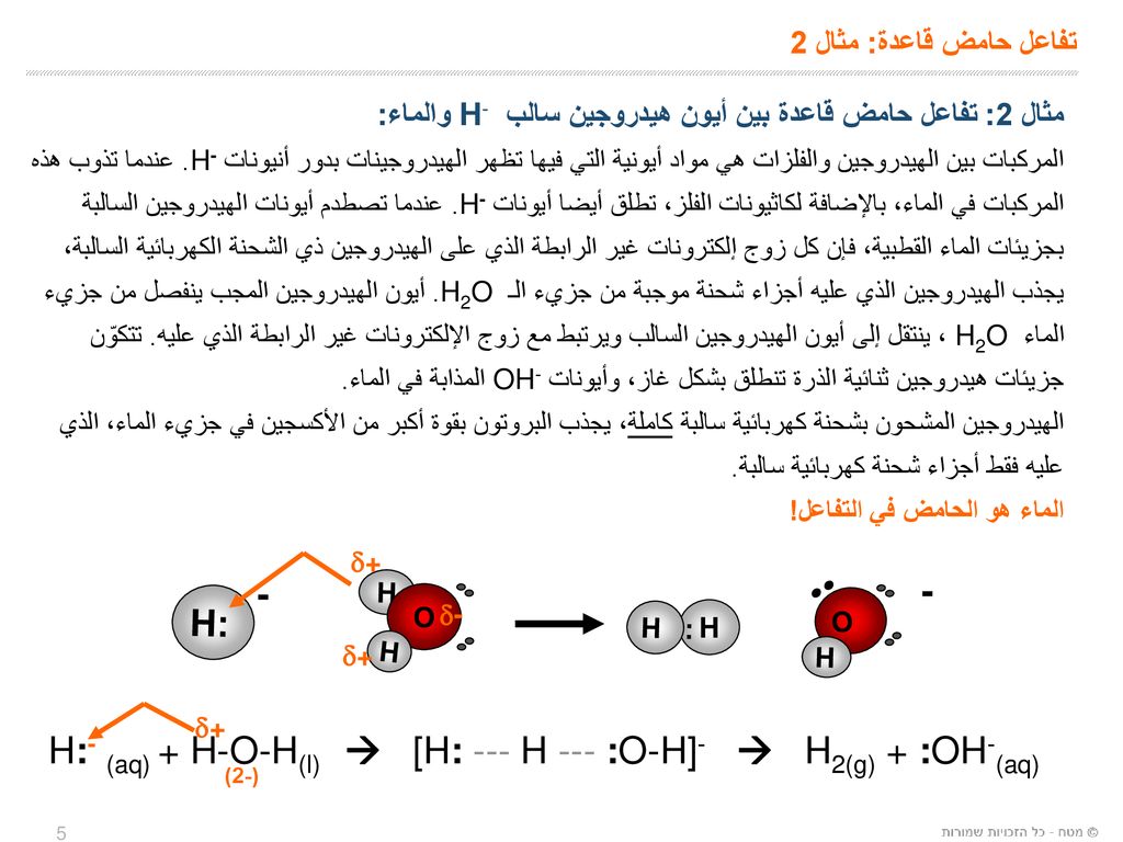 H:- (aq) + H-O-H(l)  [H: --- H --- :O-H]-  H2(g) + :OH-(aq)