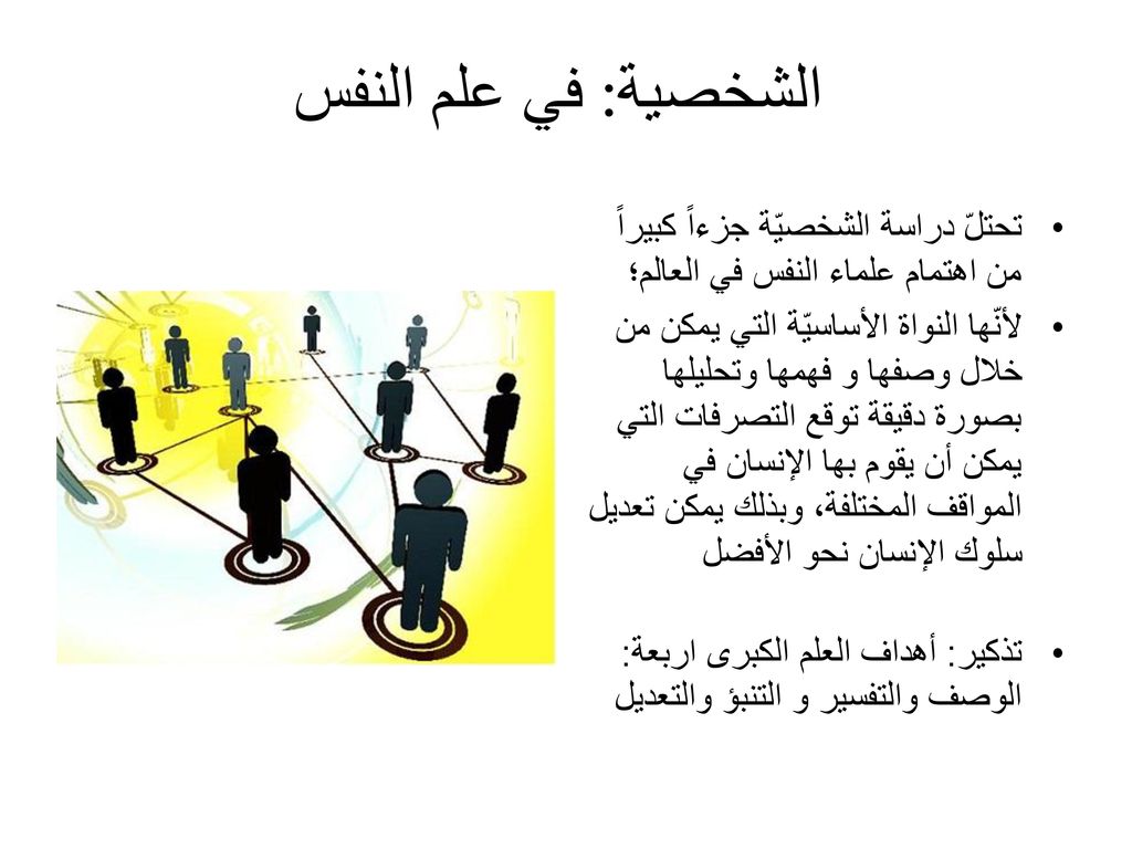 الشخصية: في علم النفس تحتلّ دراسة الشخصيّة جزءاً كبيراً من اهتمام علماء النفس في العالم؛