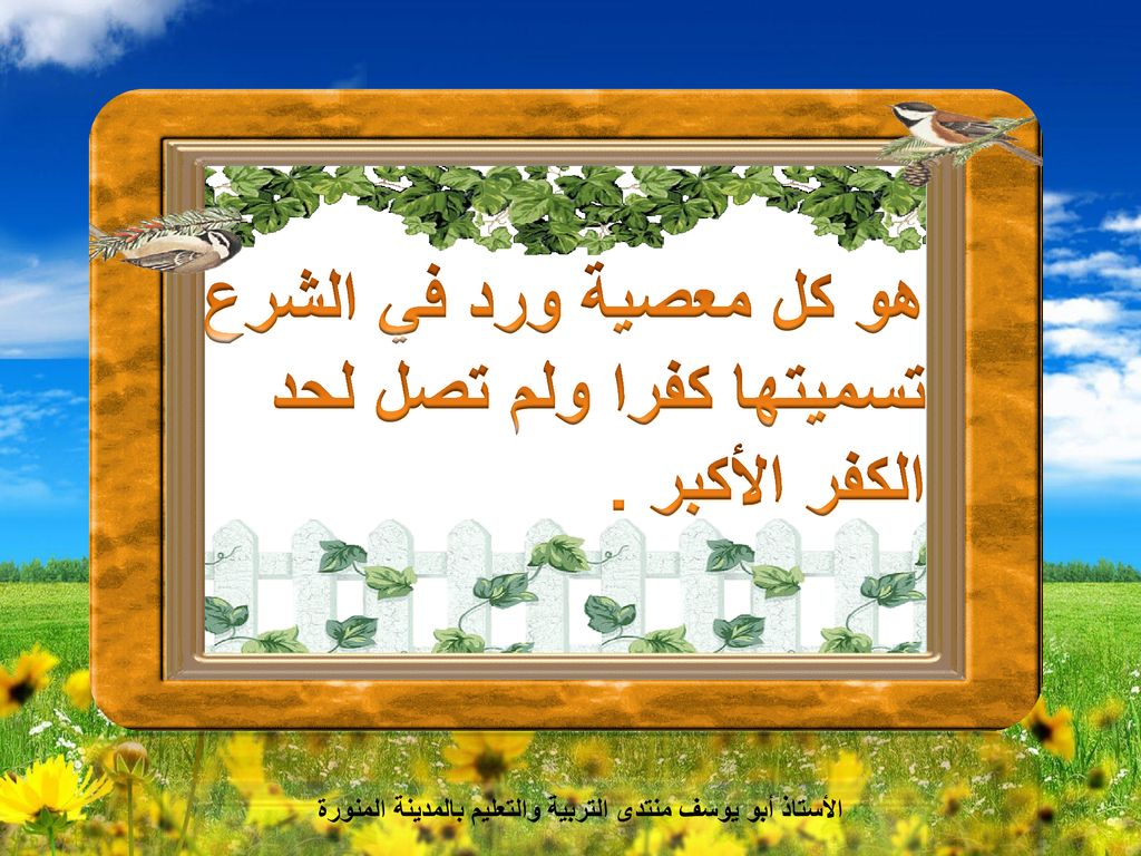 هو كل معصية ورد في الشرع تسميتها كفرا ولم تصل لحد الكفر الأكبر .