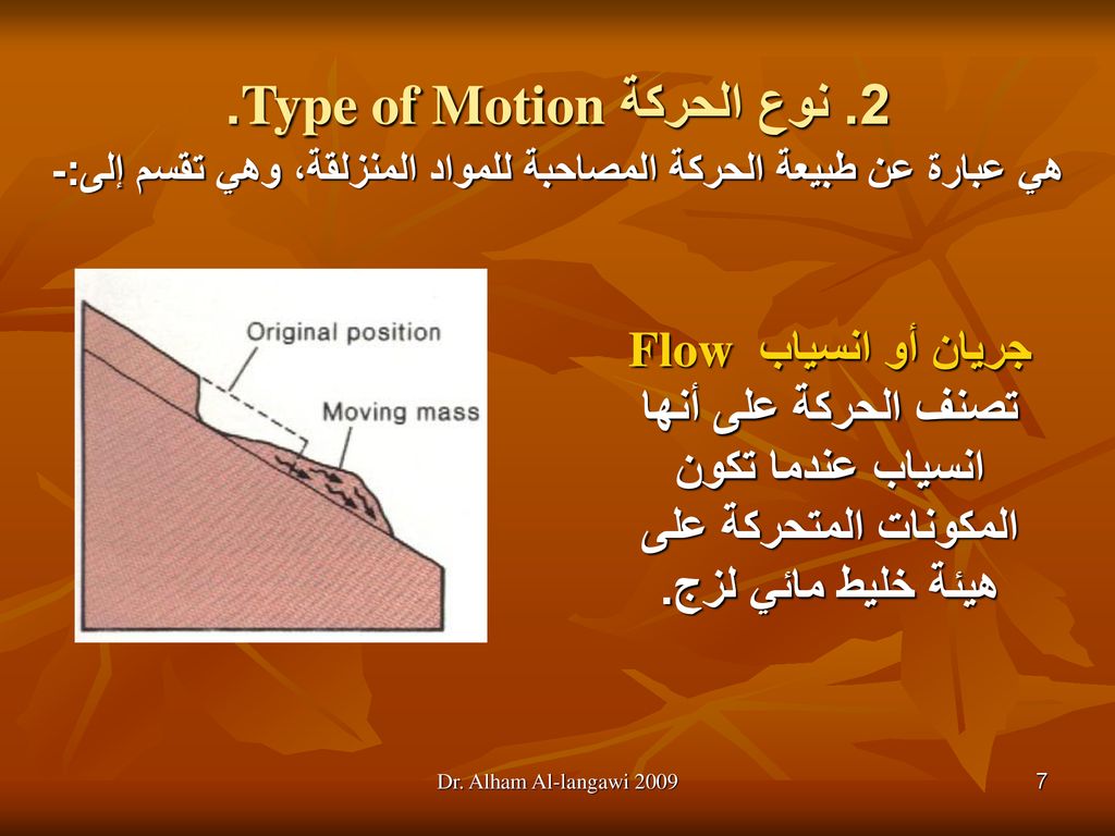 2. نوع الحركة Type of Motion.
